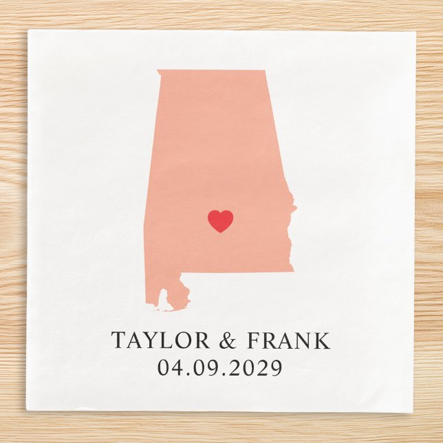 Serviette En Papier Mariage Peach Alabama (Peach Alabama Wedding Paper Dinner Napkins)
