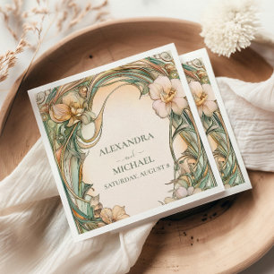 Serviette En Papier Mariage Peach Cream Bloom