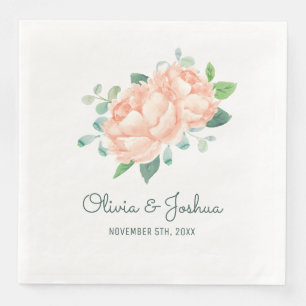 Serviette En Papier Mariage Peach Peony