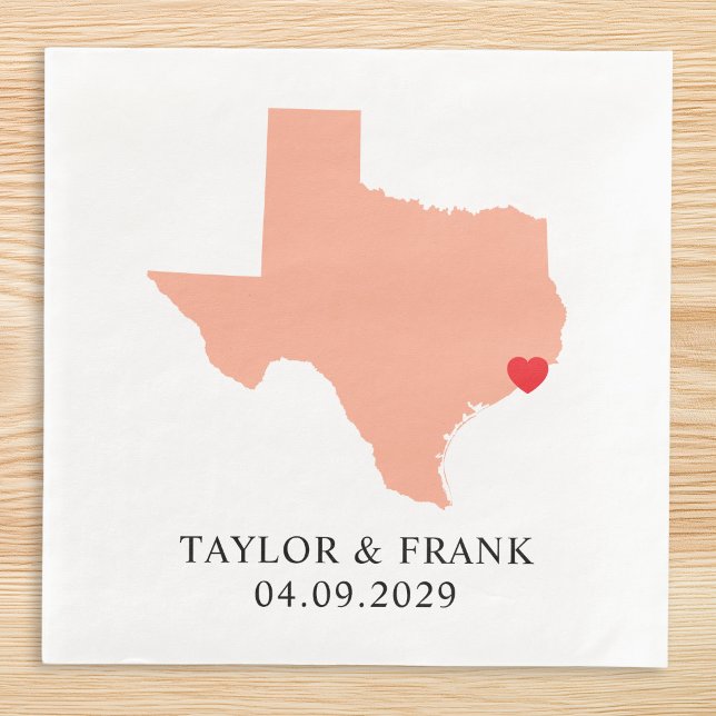 Serviette En Papier Mariage Peach Texas (Peach Texas Wedding Paper Dinner Napkins)