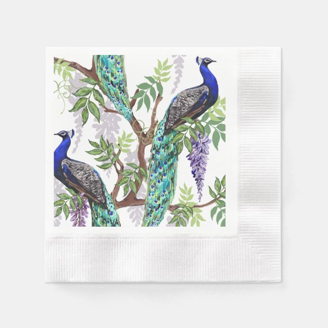 Serviette En Papier Mariage Peacock (Devant)