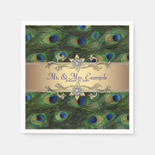 Serviette En Papier Mariage Peacock Gold