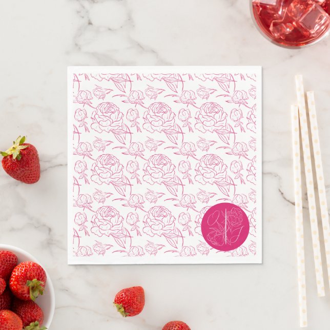 Serviette En Papier Mariage Peony Elegance (En situation)