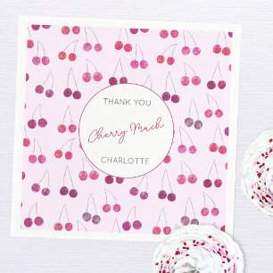 Serviette En Papier Mariage personnalisé à l'aquarelle de cerise