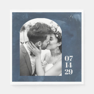 Serviette En Papier Mariage personnalisé avec arche de photo Navy pous