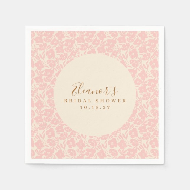 Serviette En Papier Mariage personnalisé avec écriture florale rose vi (Devant)