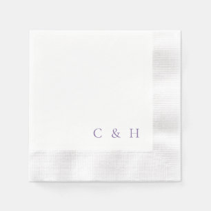 Serviette En Papier Mariage personnalisé avec initiales en lavande
