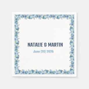 Serviette En Papier Mariage personnalisé avec une bordure florale d'ho