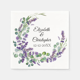 Serviette En Papier Mariage personnalisé Boho Lavande Eucalyptus