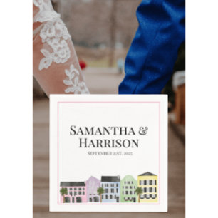 Serviette En Papier Mariage personnalisé Charleston Rainbow Row