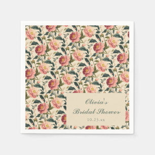 Serviette En Papier Mariage personnalisé crème ivoire floral vintage 