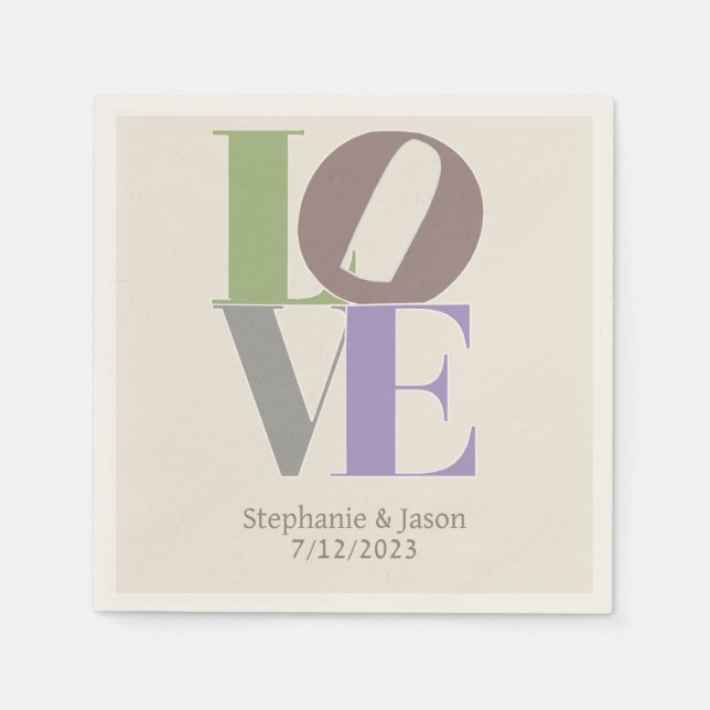 Serviette En Papier Mariage personnalisé d'amour moderne (Devant)