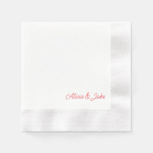 Serviette En Papier Mariage personnalisé de caractères rouges en coupl
