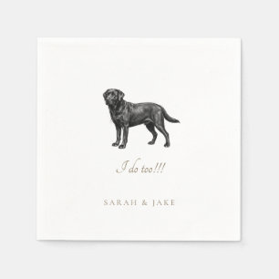 Serviette En Papier Mariage personnalisé de chien Labrador noir II