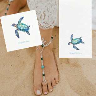 Serviette En Papier Mariage personnalisé de plage de tortue de mer