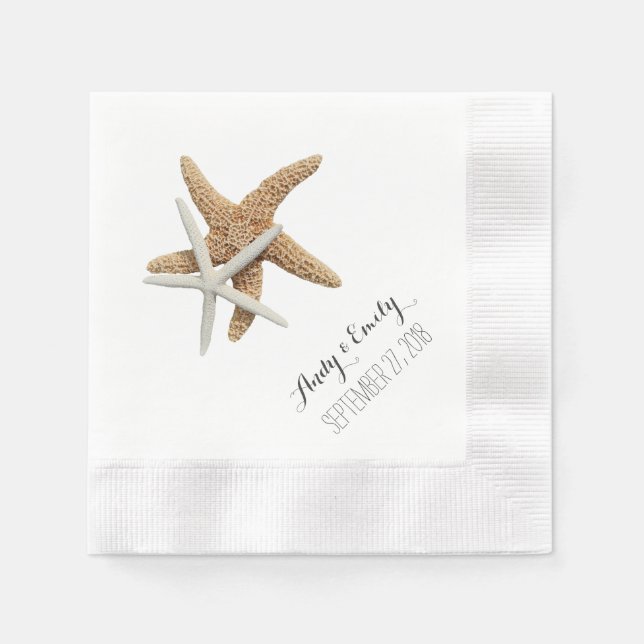Serviette En Papier Mariage personnalisé de poisson étoilé blanc (Devant)