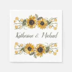 Serviette En Papier Mariage personnalisé des tournesols d'été