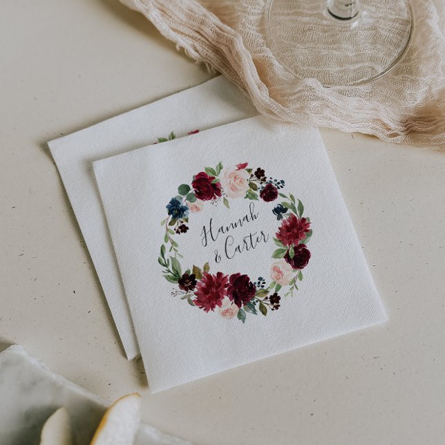Serviette En Papier Mariage personnalisé en fleur radieuse (Créateur téléchargé)