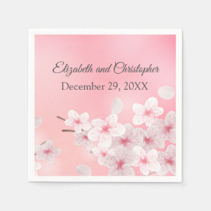 Serviette En Papier Mariage personnalisé floral rose blanc de la marié