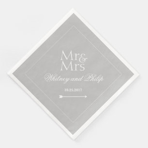 Serviette En Papier Mariage personnalisé M. Mme Silver