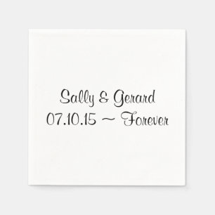 Serviette En Papier Mariage personnalisé Napkin Blanc Retour noir