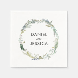 Serviette En Papier Mariage personnalisé Napkin feuillage vert