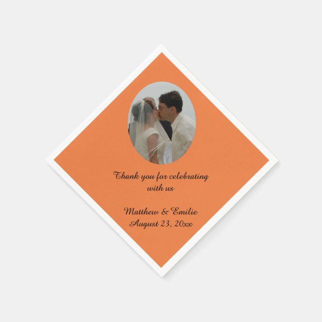 Serviette En Papier Mariage personnalisé orange Napkins photo (Coin)