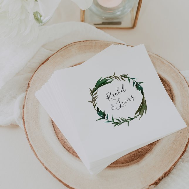 Serviette En Papier Mariage personnalisé Palm Wreath (Créateur téléchargé)
