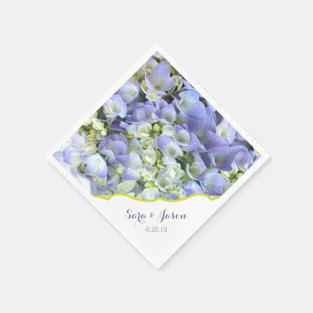Serviette En Papier Mariage personnalisé Purple Hydrangea (Coin)