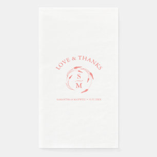 Serviette En Papier Mariage personnalisé serviettes Monogramme Pêche