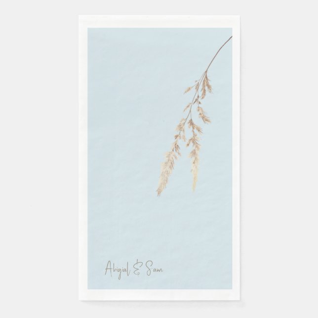 Serviette En Papier Mariage personnalisé Sky Blue Script (Devant)