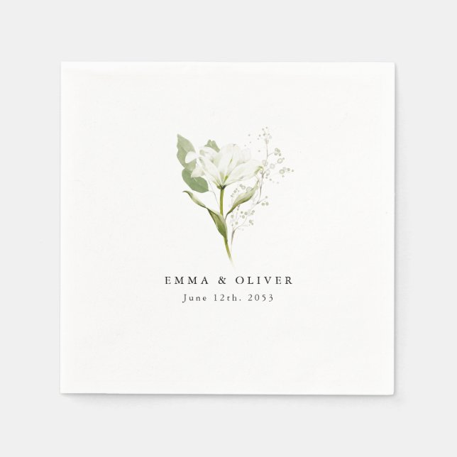 Serviette En Papier Mariage personnalisé sur le thème de la verdure bi (Devant)