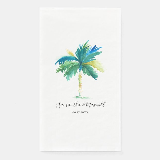 Serviette En Papier Mariage personnalisé Tropical Palm Tree (Devant)