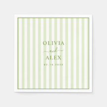 Mariage personnalisé vert rayé rétro 