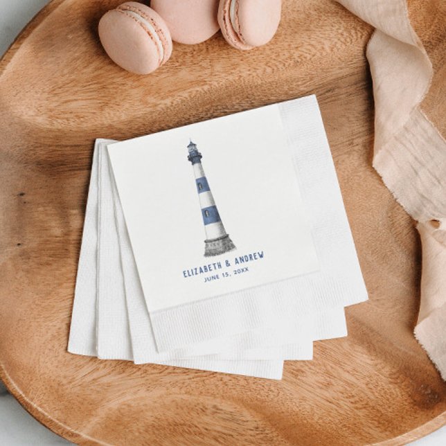 Serviette En Papier Mariage phare bleu et blanc (Créateur téléchargé)