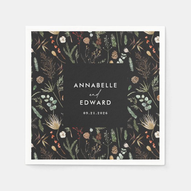 Serviette En Papier Mariage photo arche aquarelle botanique floral (Devant)