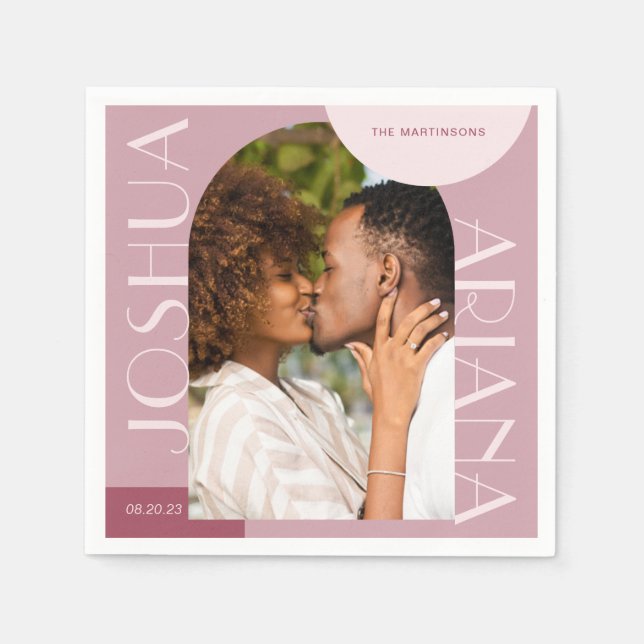 Serviette En Papier Mariage photo Chic Burgundy Arch (Devant)