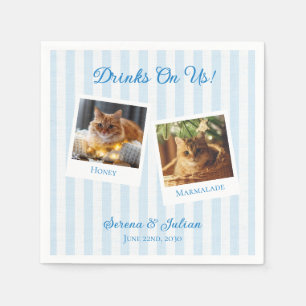 Serviette En Papier Mariage Photo de l'animal de compagnie côtier rayé