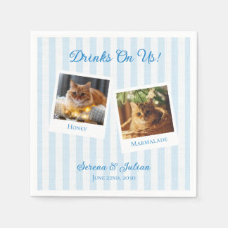 Serviette En Papier Mariage Photo de l'animal de compagnie côtier rayé