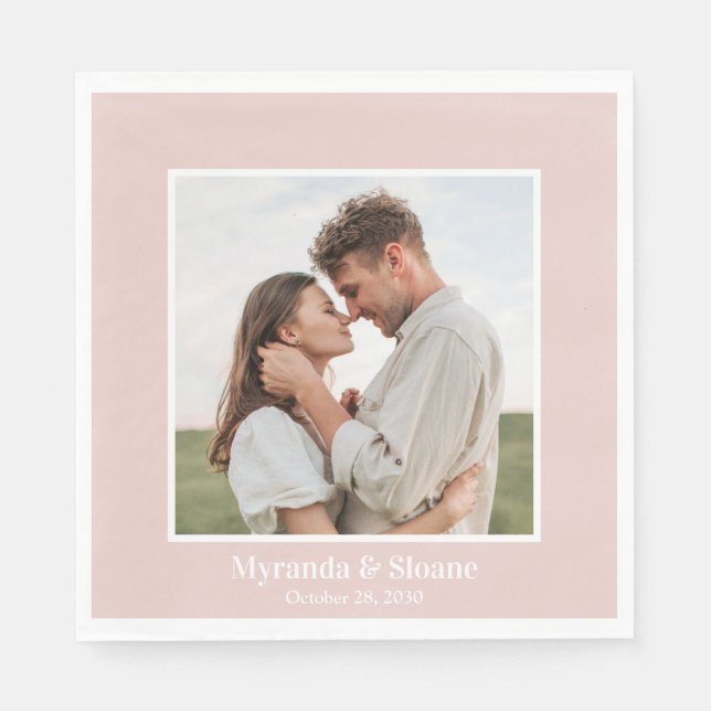 Serviette En Papier Mariage Photo Moderne (Devant)