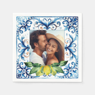 Serviette En Papier Mariage photo Napkins Carrelage Amalfi et citrons