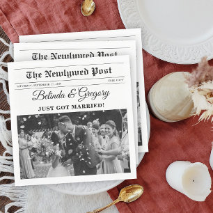 Serviette En Papier Mariage photo noir et blanc du journal mariage
