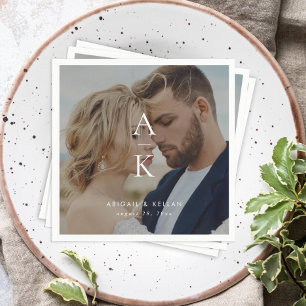 Serviette En Papier Mariage photo simple et moderne Monogramme