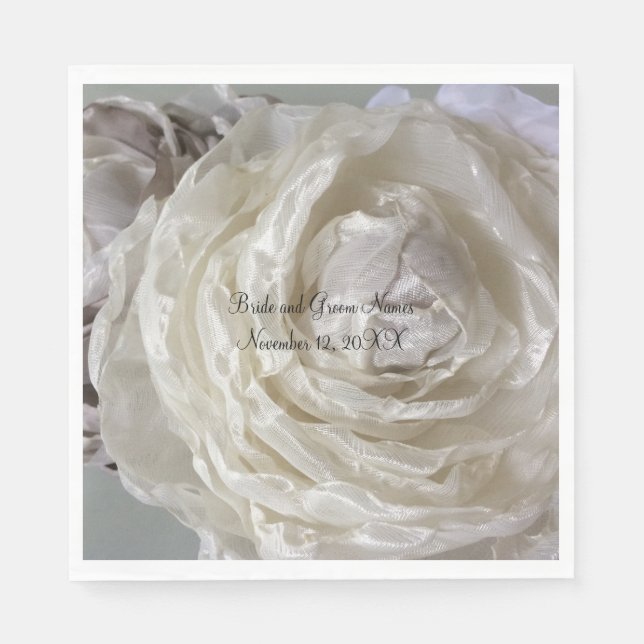 Serviette En Papier Mariage Pivoine d'Ivoire (Devant)