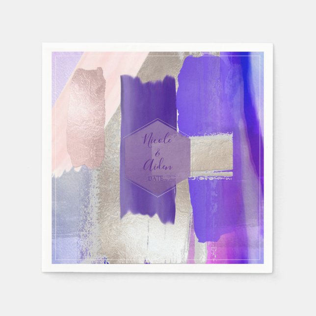 Serviette En Papier Mariage PixDezines bloc violet violet (Devant)