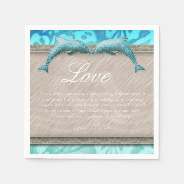 Serviette En Papier Mariage plage Dolphin Luau Party Amour nautique (Devant)