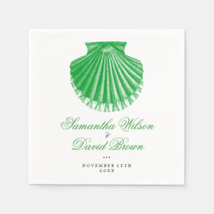 Serviette En Papier Mariage plage Vintage coquille coquille verte
