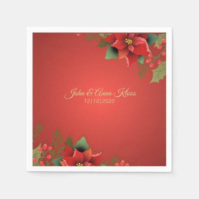 Serviette En Papier Mariage Poinsettia Napkins (Devant)