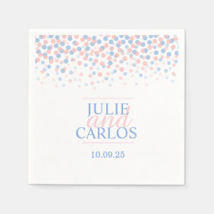 Serviette En Papier Mariage point confetti bleu rose serviettes person