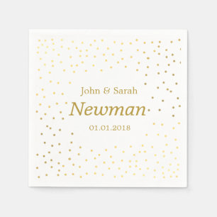 Serviette En Papier mariage pois élégant moderne faux or